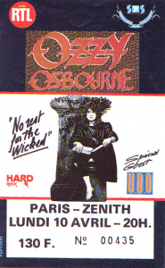 Ozzy Osbourne @ Le Zénith - Paris, France [10/04/1989]