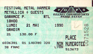 Metallica @ Accor Arena (ex-AccorHotels Arena, ex-Palais Omnisports Paris Bercy) - Paris, France [21/05/1990]