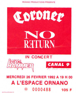 Coroner @ Espace Ornano - Paris, France [26/02/1992]