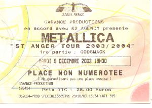 Metallica @ Accor Arena (ex-AccorHotels Arena, ex-Palais Omnisports Paris Bercy) - Paris, France [09/12/2003]