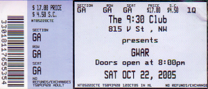Gwar @ The 9:30 Club - Washington, D.C., Etats-Unis [22/10/2005]