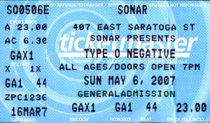 Type O Negative @ The Sonar - Baltimore, Maryland, Etats-Unis [06/05/2007]