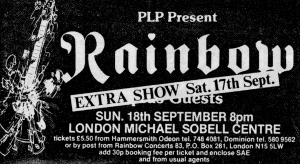 Rainbow @ Michael Sobell Sports Centre - Londres, Angleterre [17/09/1983]