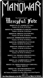 Manowar @ Bragwyn Hall - Swansea, Angleterre [11/03/1984]