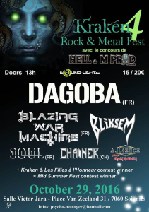Kraken Metal Rock Fest 4 @ Salle Victor Jara - Soignies, Belgique [29/10/2016]