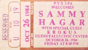 Sammy Hagar @ Glens Falls Civic Center - Glens Falls, New York, Etats-Unis [26/10/1984]