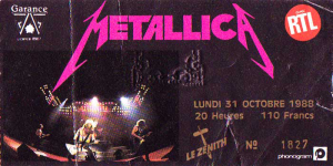 Metallica @ Le Zénith - Paris, France [31/10/1988]