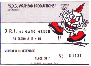 D.R.I. @ Globo - Paris, France [14/12/1988]