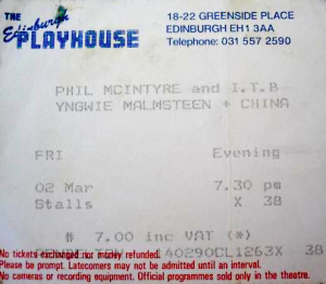 Yngwie J. Malmsteen @ Playhouse - Edimbourg, Ecosse [02/03/1990]