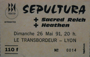 Sepultura @ Le Transbordeur - Villeurbanne, France [26/05/1991]