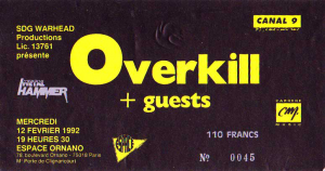 Overkill @ Espace Ornano - Paris, France [12/02/1992]