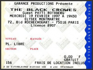 The Black Crowes @ L'Elysée Montmartre - Paris, France [19/02/1997]