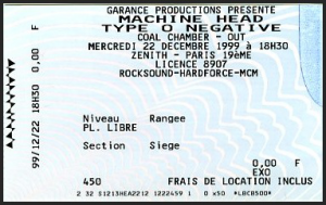 Machine Head @ Le Zénith - Paris, France [22/12/1999]