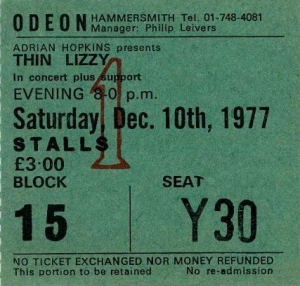 Thin Lizzy @ Hammersmith Odeon - Londres, Angleterre [10/12/1977]