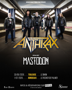 Anthrax @ Le Rocher de Palmer - Cenon, France [01/07/2026]