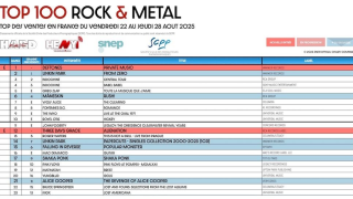 TOP 100 ROCK & METAL Top des ventes en France du 22 au 28 août 2025