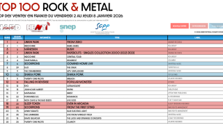 TOP 100 ROCK & METAL Top des ventes en France du 2 au 8 janvier 2026