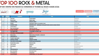 TOP 100 ROCK & METAL Top des ventes en France du 27 février au 5 mars 2026
