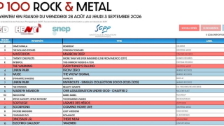 TOP 100 ROCK & METAL Top des ventes en France du 28 août au 3 septembre 2026